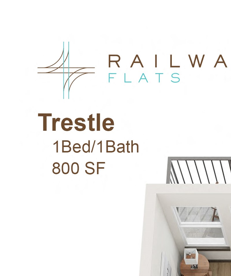 Trestle Floor Plan - 1 Bed/1 Bath Trestle 800 Sq.Ft. Floor Plan - 1 Bed/1 Bath